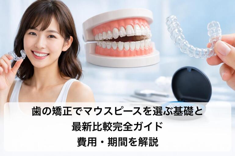 透明の矯正装置と笑顔の女性 (1)